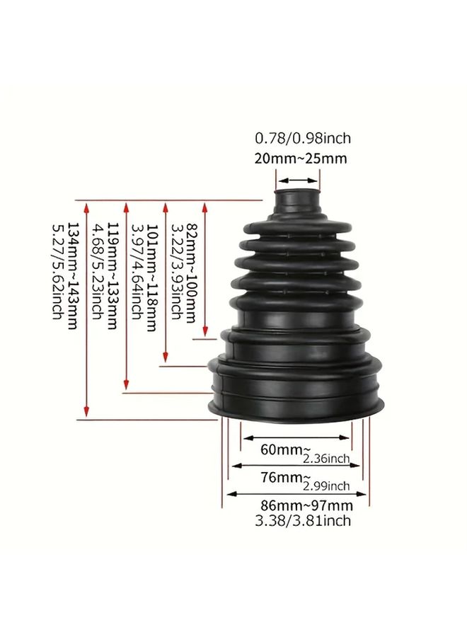 6 Piece Universal CV Joint Boot Kit With Stainless Steel Clips Front Fit - Image 2