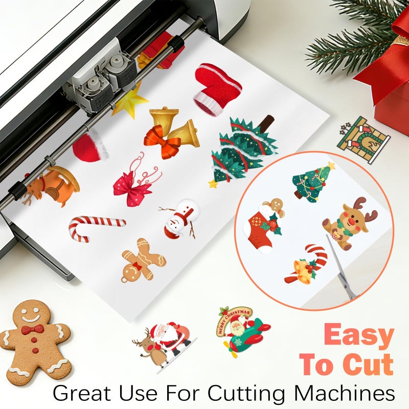 Veicevol 30 Sheets Premium Printable Vinyl Sticker, Vinyl Glossy White Waterproof Sticker, Suitable for Inkjet Printers, Dries Quickly, Vivid Colors, Tear Resistant, 8.5x11" Great for Cutting Machines - Image 3