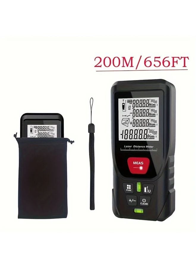 Professional Laser Range Finder 656FT Black Digital Angle Electronic Level Control - Image 1