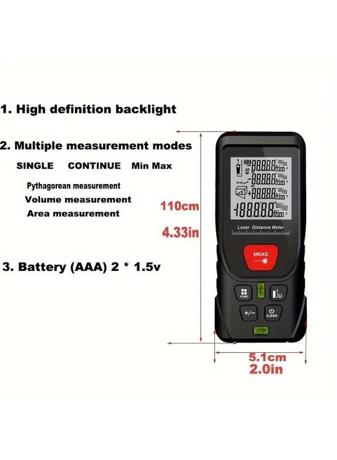 Professional Laser Range Finder 656FT Black Digital Angle Electronic Level Control - Image 4