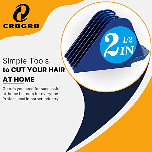 CR8GR8 Clipper Guards for Wahl 10 12 14 16 18 20 Hair Clipper Guards 6pcs Extra Long Clipper Guard Attachments 2.5 Inch Clipper Guides Multiple Sizes Universal 2.5", 2.25", 2", 1.75", 1.5", 1.25" (Blue) - Image 3