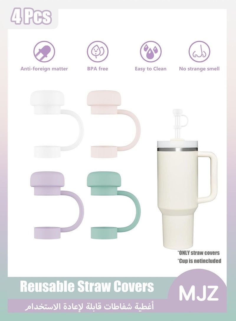 MJZ 4 PCS Reusable Straw Covers for Stanley Cup 40-20 Oz, 1cm Silicone Straw Cover Caps, Stanley Cups Accessories, Drinking Straw Tips Lids, Dust-Proof and Leak-Proof Straw Topper - Image 1