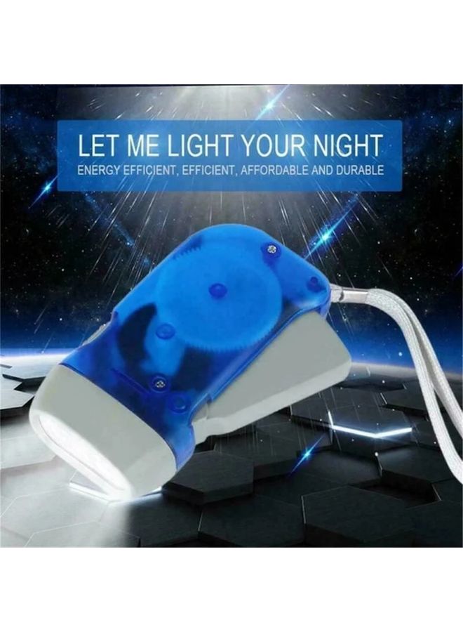 Blue LED Hand Crank Dynamo Flashlight Portable Outdoor Camping Light Battery Powered - Image 3
