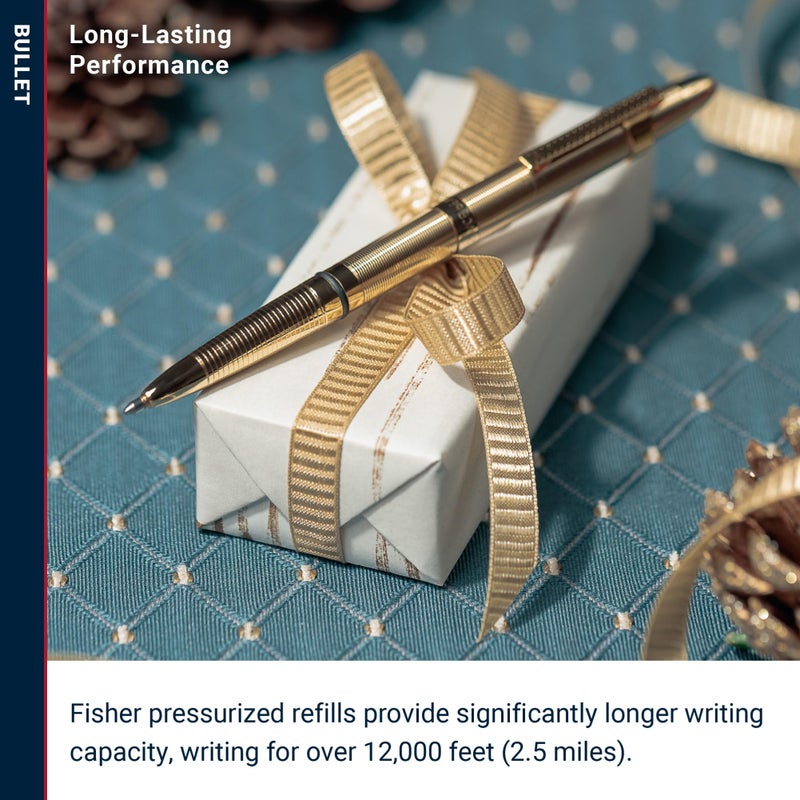 Fisher Space Pen Bullet Pen, Ballpoint, Black Ink, Gold Lacquered Brass, Gift Box - Image 5