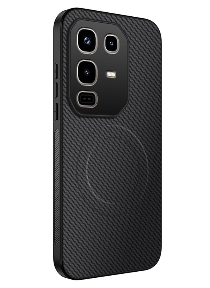 CoomBe Carbon Fiber Soft Bumper Case For Infinix Note 50S, Magsafe Wireless Charge Cover 