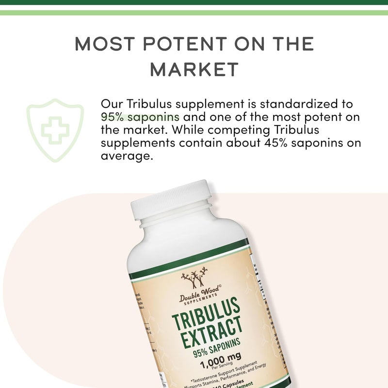 Double Wood Supplements تريبولوس تيرستريس للرجال (أعلى نقاء 95% محتوى صابونين) 210 كبسولة، 1,000 ملغ مستخلص فواكه مركز (مختبر من طرف ثالث، غير معدل وراثيًا) من دابل وود - Image 5
