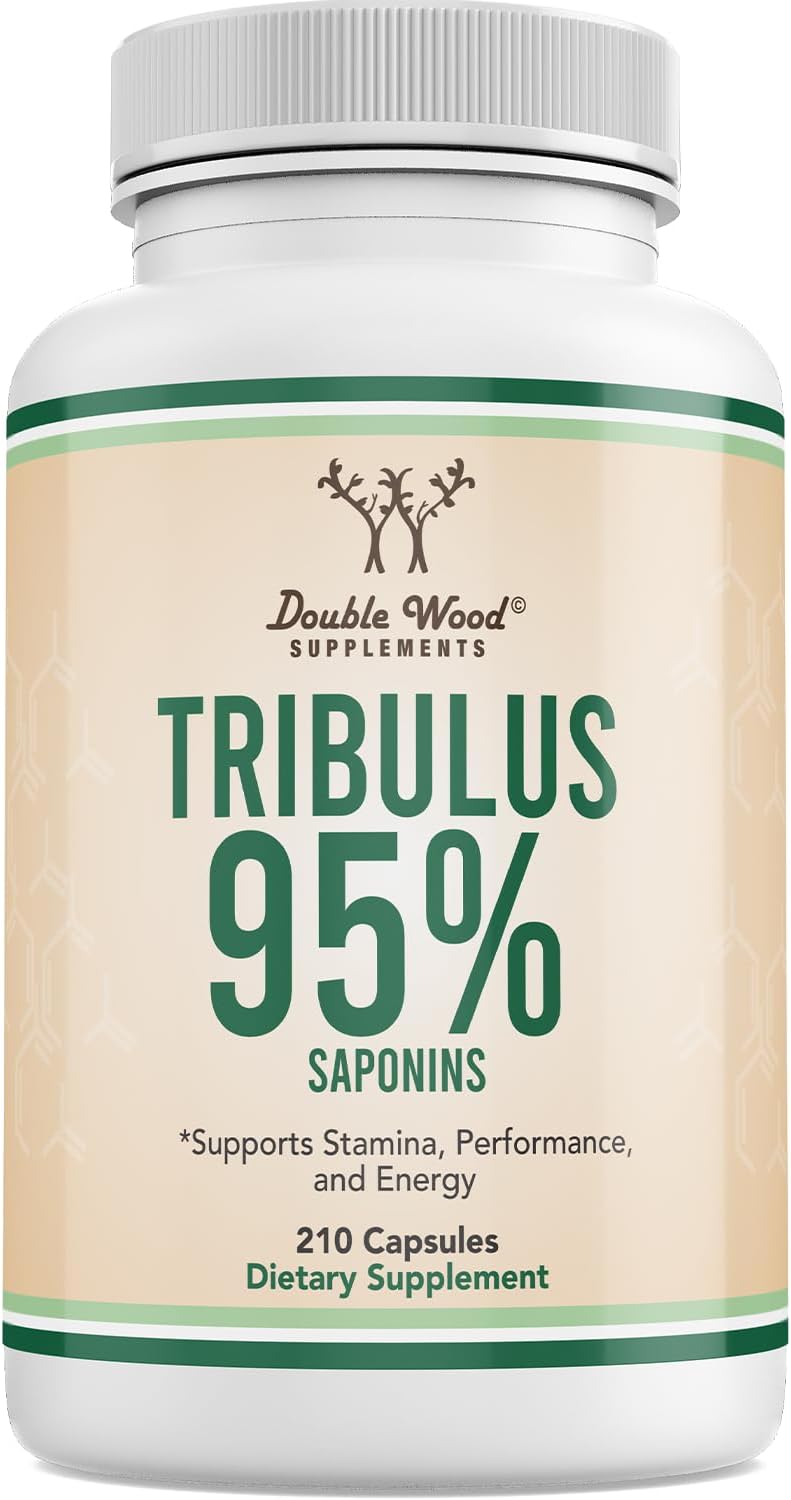Double Wood Supplements تريبولوس تيرستريس للرجال (أعلى نقاء 95% محتوى صابونين) 210 كبسولة، 1,000 ملغ مستخلص فواكه مركز (مختبر من طرف ثالث، غير معدل وراثيًا) من دابل وود - Image 1