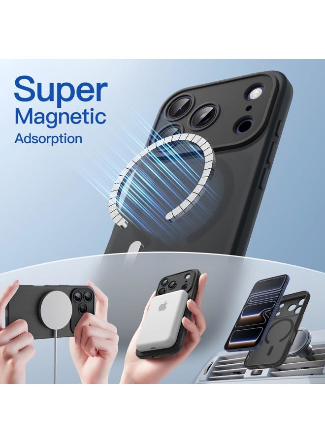 Jetech حافظة غير لامعة لجهاز iPhone 17 Pro Max مقاس 6.9 بوصة متوافقة مع MagSafe، حماية كاملة لعدسة الكاميرا، مقاومة للصدمات، غلاف هاتف TPU ناعم شفاف غير لامع، مضاد للبصمات (أسود) - Image 4