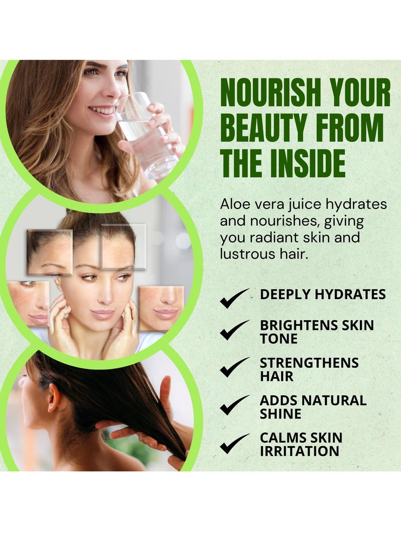 BLISS OF EARTH - Aloe Vera Juice For Drinking With Pulp Fresh Harvest Aloe Plants Great For Hair & Skin Improves Digestion Zero Water Zero Sugar 500ml PET Bottle Pack of 2 - Image 1
