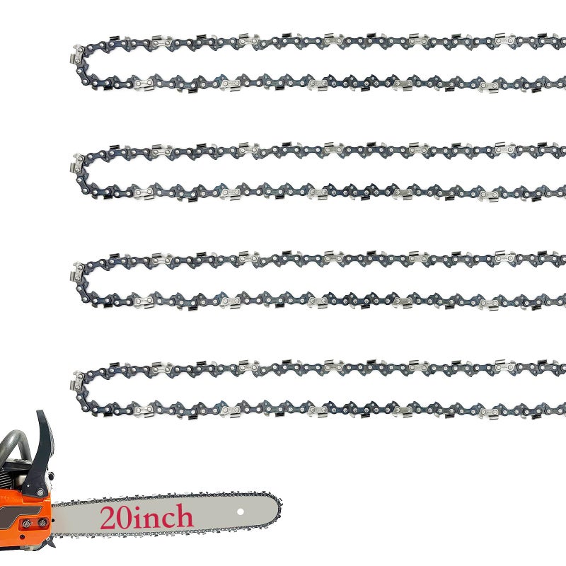 Fifchall 4 Pack 20 Inch Chainsaw Chain .325" Pitch .058" Gauge 76 Drive Links Fits for Blue Max 53543 8901 8902 52209, Oregon 21LPX076G, Stihl 36880050076, 25RM376E and More - Image 1
