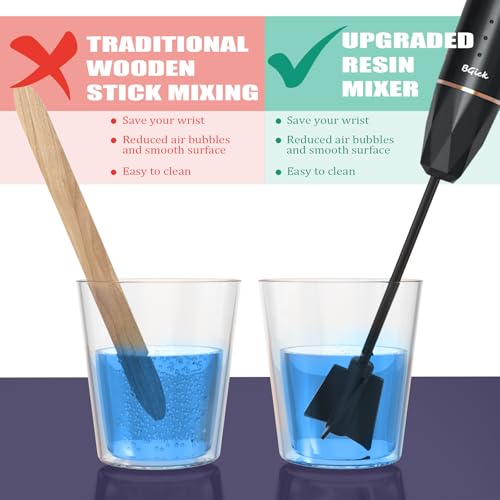 BGick Upgraded Resin Mixer, Handheld Rechargeable Mixer with Minimizing Bubbles,Epoxy Resin Mixer for Resin, Silicone Mixing, Resin Molds, DIY Crafts (Included 4 pcs Paddles) (Black) - Image 4