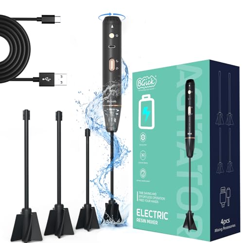 BGick Upgraded Resin Mixer, Handheld Rechargeable Mixer with Minimizing Bubbles,Epoxy Resin Mixer for Resin, Silicone Mixing, Resin Molds, DIY Crafts (Included 4 pcs Paddles) (Black) - Image 1