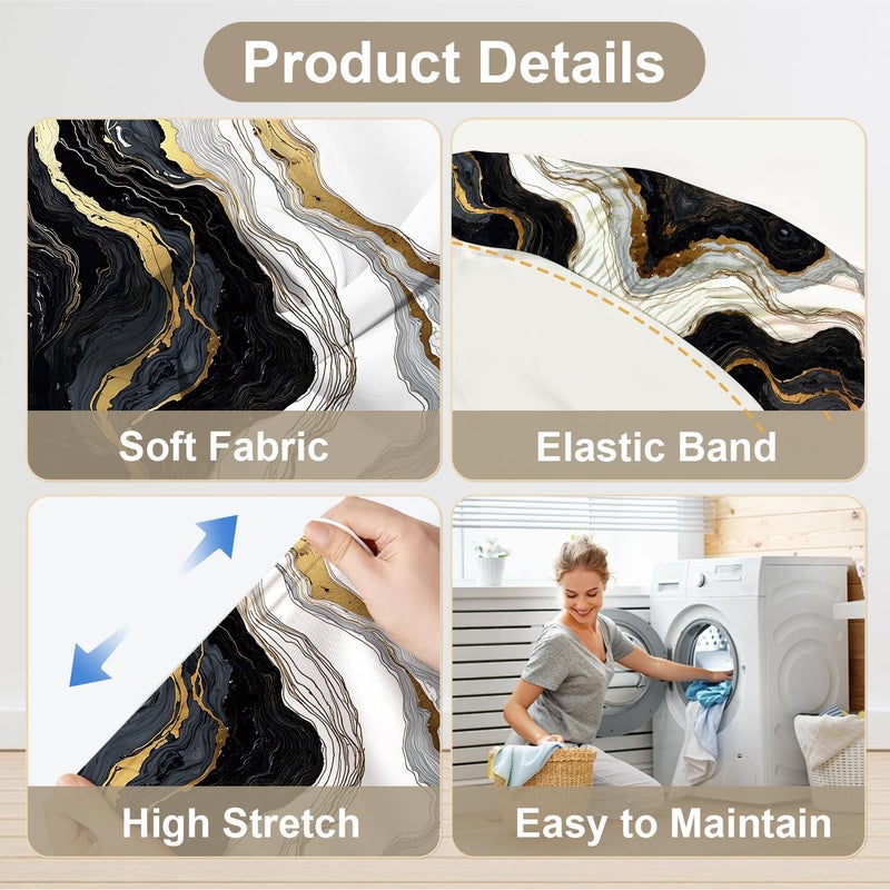 ANNA QUEEN Gold and Black Marble Chair Covers for Dining Room Kitchen Set of 4 â€“ Elegant Stretch Washable Slipcovers for Dining Chairs, Modern Home Decor - Image 3