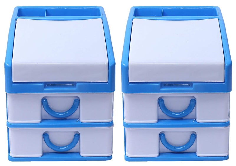 Kuber Industries Kuber Industries Plastic 2 Pieces Three Layer Drawer Storage Cabinet Box BlueCTKTC25120 - Image 1
