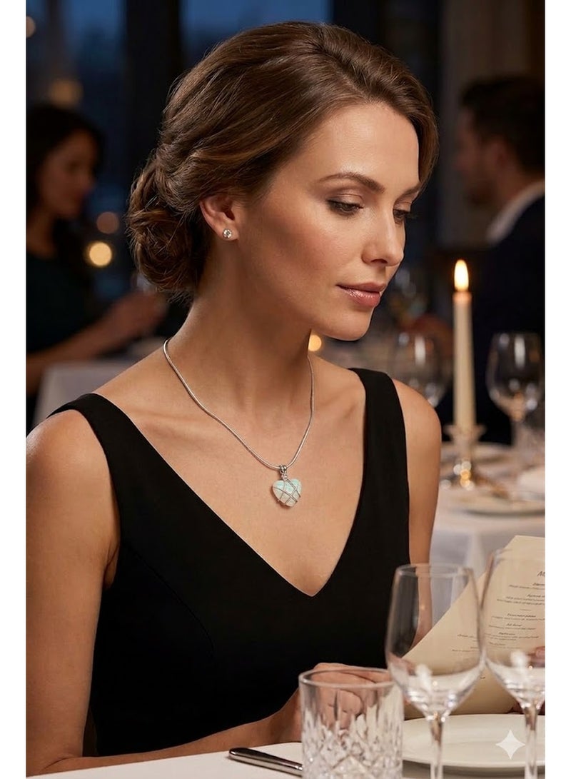 RAFAL Opal Heart Pendant Necklace with Golden Orbits for Women – Elegant Gold-Plated Luxury Dainty Chain, Premium Sophisticated Cosmic Jewelry for Special Occasions, Birthdays & Luxury Gifting - Image 5