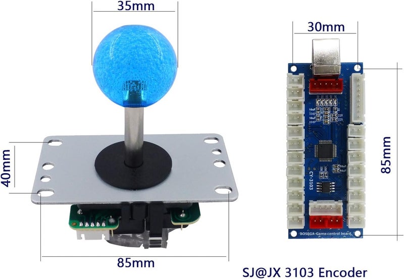 طقم DIY لعصا ألعاب الأركيد من بأزرار تحمل شعارًا، عصا تحكم 8 اتجاهات، مشفر USB، كابل، وحدة تحكم لأجهزة الكمبيوتر، PS3، PS2، MAME، Raspberry Pi باللون الأصفر - Image 3