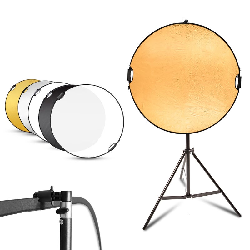 Selens 43 Photography Reflector With 65ft Light Stand Handle 5in1 Reflector and Holder Kit