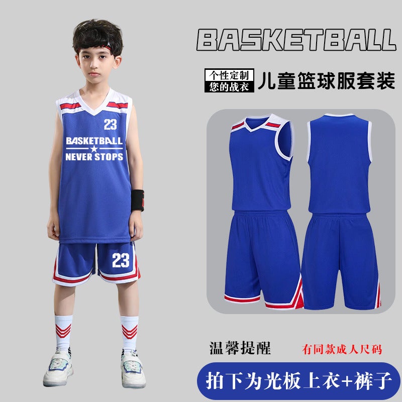 Generic Childrens Basketball Uniform Set Mens Basketball Team Uniform Jersey Basketball Training Camp School Sports Meeting Childrens Basketball Team Uniform Number Printing Colorful blue#a7