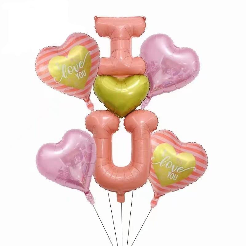Moira Pack of 5 I Love U Theme Party Decorations with Ribbon for Valentine's Day, Wedding, Engagement, Proposal - Image 1