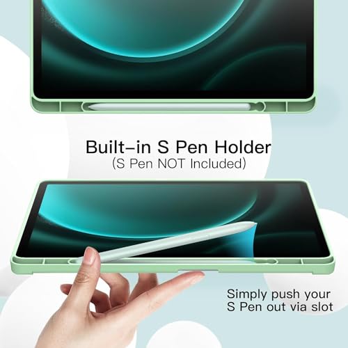 ProElite Cover for Samsung Galaxy Tab S9 FE Plus/S9 Plus/S10+ 12.4" Cover, Soft Flexible Flip Case Cover with S Pen Holder for Galaxy Tab S9 FE+/S9 Plus/S10+ 12.4 inch, [Recoil Series]- Mint Green - Image 4