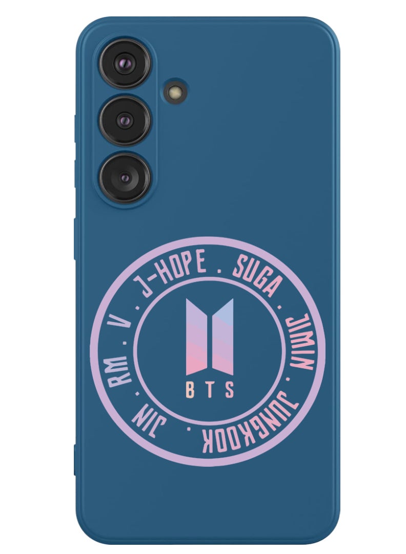 Theodor Protective Slim Fit Case Liquid Silicone Cover with Full Body Protection Anti-Scratch Shockproof Case For Samsung Galaxy S24 (Blue) - BTS sticker - Image 1