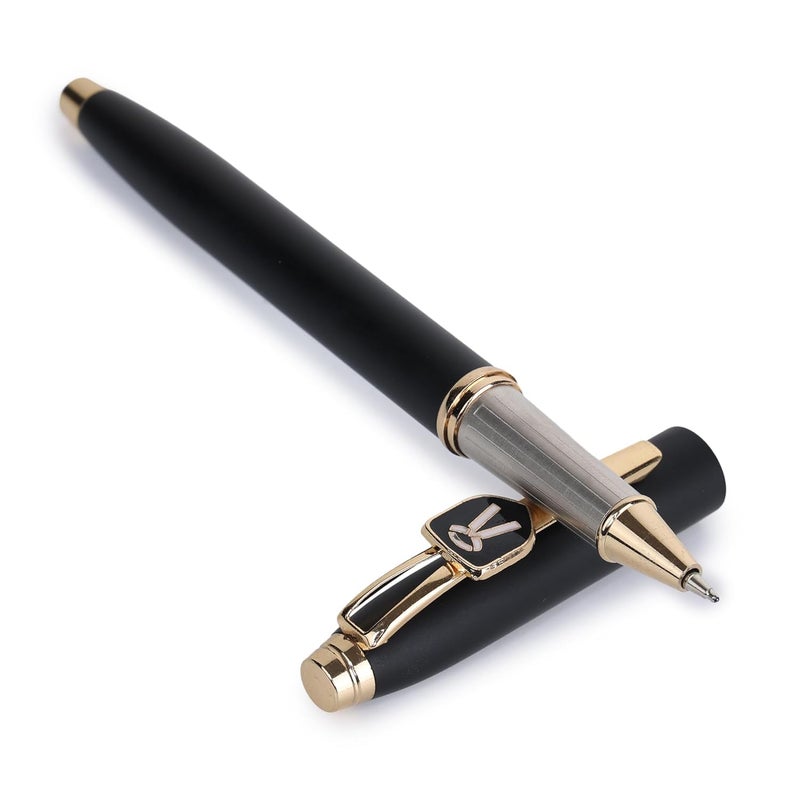 crewtone 20470 Luxury Roller Ball Pen Matt Finish Black Body Advocate Symbol Golden Clip with Golden Trim Medium Tip for Men & Women with High End Gift Box. - Image 4