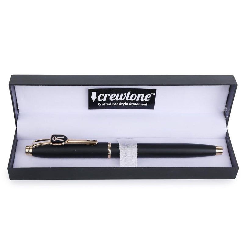 crewtone 20470 Luxury Roller Ball Pen Matt Finish Black Body Advocate Symbol Golden Clip with Golden Trim Medium Tip for Men & Women with High End Gift Box. - Image 3