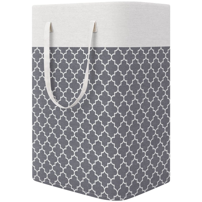 StorageRight Laundry Basket Hamper Large Collapsible Laundry Hamper with Easy Carry HandlesFreestanding Clothes Hampers for Laundry Bedroom Dorm Clothes Towels 75L Clover Grey