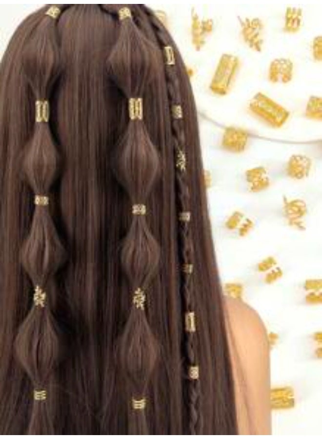 Shein 50pcs Vintage Bohemian Hollow Round Hair Rings, Suitable For Women And Girls, Braided Hair DIY - Image 1