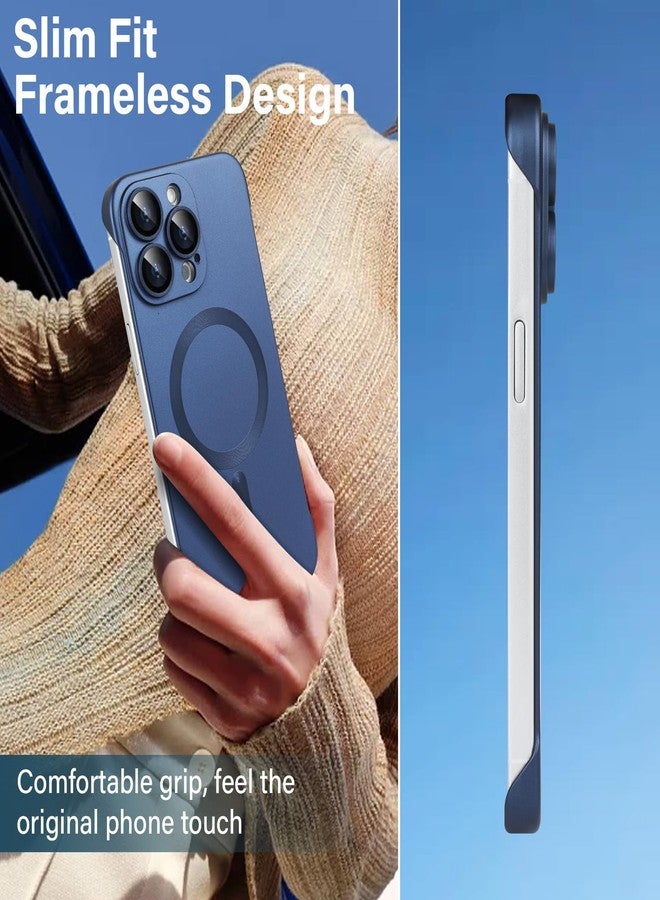 أوميو جراب أوميو المغناطيسي النحيف لهاتف آيفون 16 برو ماكس، متوافق مع ماج سيف، مصنوع من البولي كربونات غير اللامع، تصميم بسيط بدون إطار أو حواف مع واقي لعدسة الكاميرا، مناسب للرجال والنساء، لون أزرق بحري - Image 2