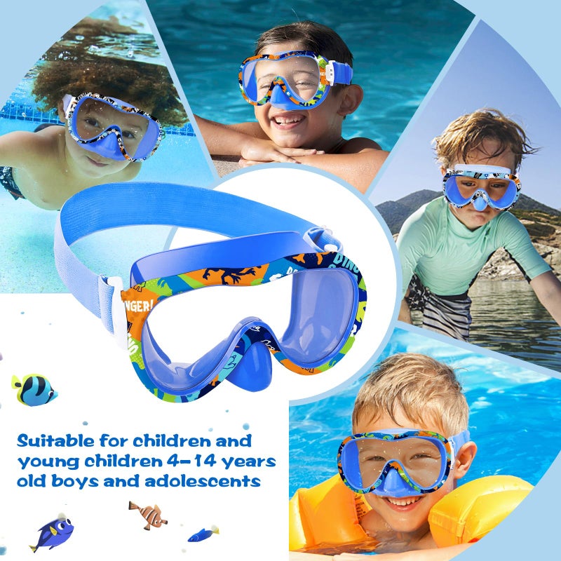 Wave Kids Swim Goggles with Nose Cover, 180Â° Panoramic Snorkel Mask with Anti-Fog & Anti-Leak Design, Comfort Fabric Strap UV Protection Lens for Boys Girls Ages 3-15 - Image 3