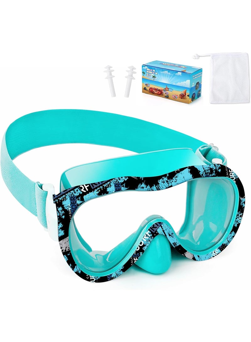 Wave Kids Swim Goggles with Nose Cover, 180° Panoramic Snorkel Mask with Anti-Fog & Anti-Leak Design, Comfort Fabric Strap UV Protection Lens for Boys Girls Ages 3-15 - Image 1