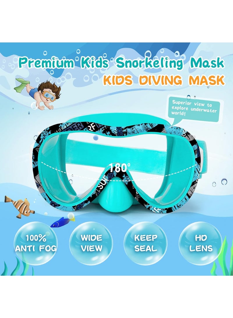 Wave Kids Swim Goggles with Nose Cover, 180° Panoramic Snorkel Mask with Anti-Fog & Anti-Leak Design, Comfort Fabric Strap UV Protection Lens for Boys Girls Ages 3-15 - Image 5
