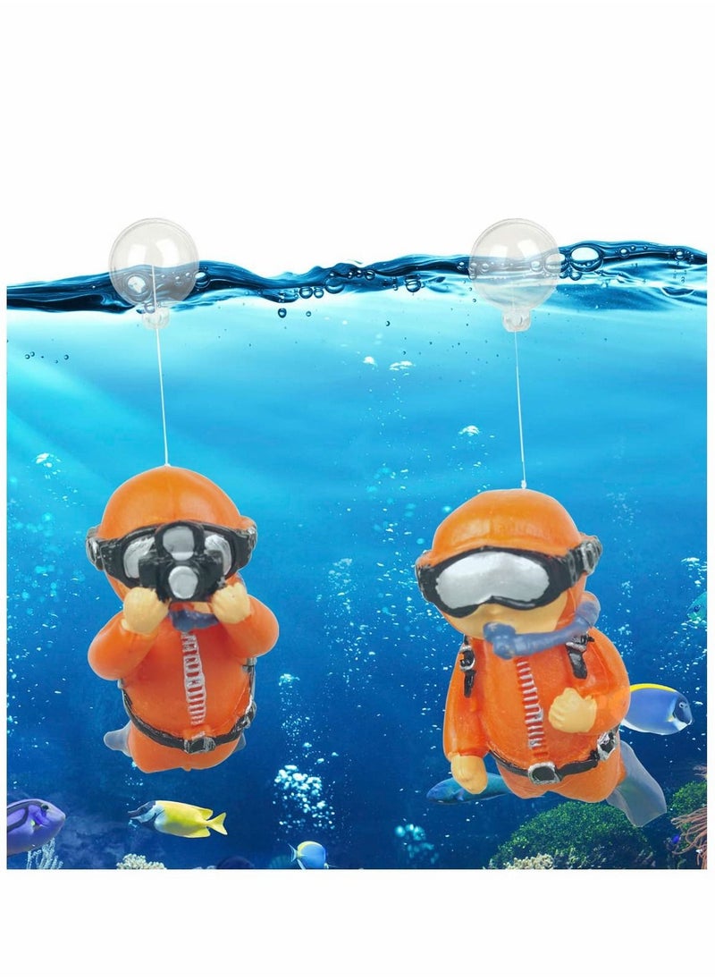 SYOSI Floating Fish Tank Decorations，Aquarium Decorations, Lovely Diver Device Accessories，Suitable for All Kinds of Tanks（2 Pack）  - Image 1