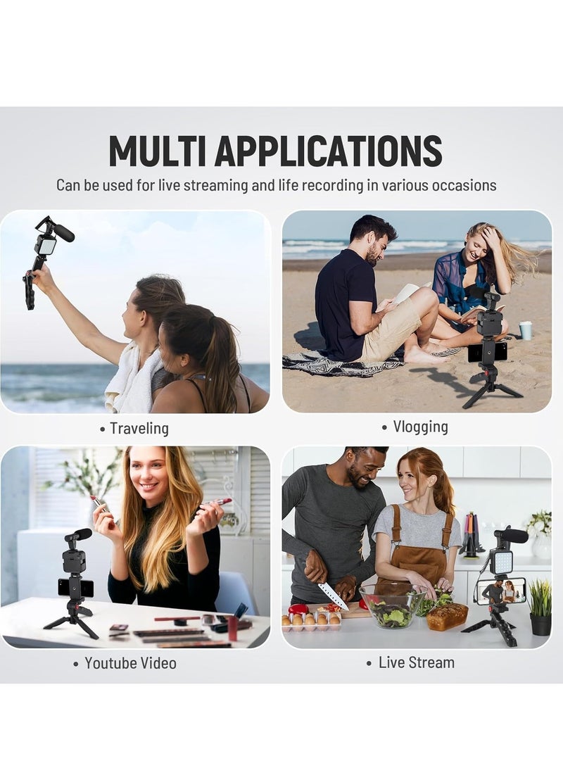 Vlogging kit 6 in 1 Combo (Microphone, Selfie Light, Tripod Stand, Mobile Holder, Shock Mount, Noise Cancellation Foam) Vlog Kit for Recording/YouTube/Reels & Photography  - Image 4