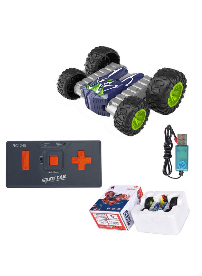 2.4G High-speed Rotating Children's Remote Control Toy Stunt Car Mini Remote Control Dump Double-sided Car Four-wheel Top Rotating-Color:Semicircular Stunt Car-black  - Image 4