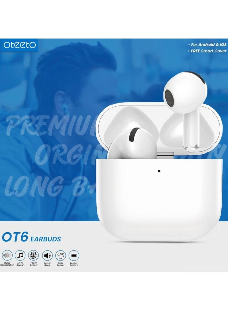 Oteeto OT6 True Wireless Bluetooth Earbuds with HiFi Sound Quality Noise Cancellation Touch Sensor Control Wireless Earphones Compatible with iOS Devices for Music Calls and Daily Use - Image 3
