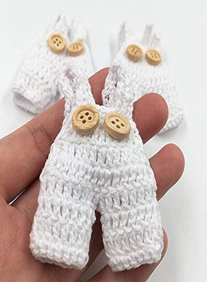 NUORUI 10Pcs Mini Crochet Knitted Overall Jumper Favors Baby Shower Baptism Christening Party Favors (White) - Image 5