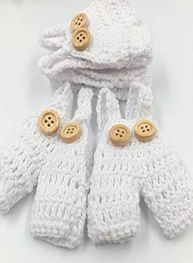 NUORUI 10Pcs Mini Crochet Knitted Overall Jumper Favors Baby Shower Baptism Christening Party Favors (White) - Image 3