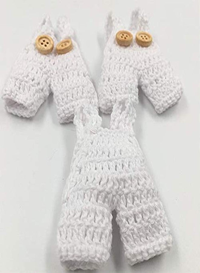 NUORUI 10Pcs Mini Crochet Knitted Overall Jumper Favors Baby Shower Baptism Christening Party Favors (White) - Image 4