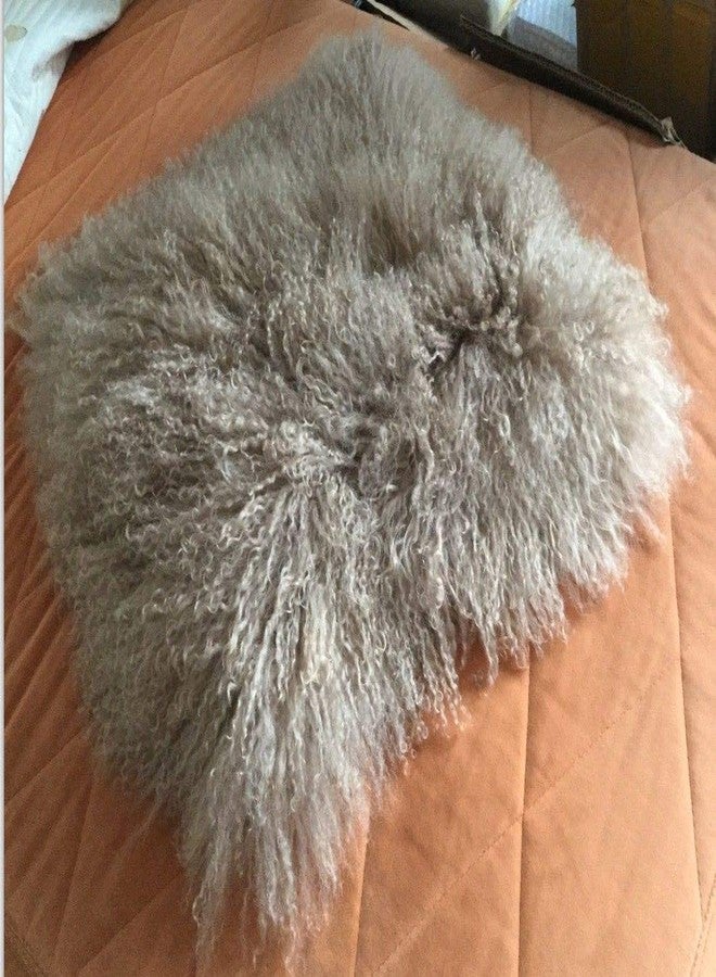 Seek4comfortable Mongolian Tibetan Lamb Fur Throw Pillow Cushion Cover Pillowcase，Khaki (16"x16") - Image 5