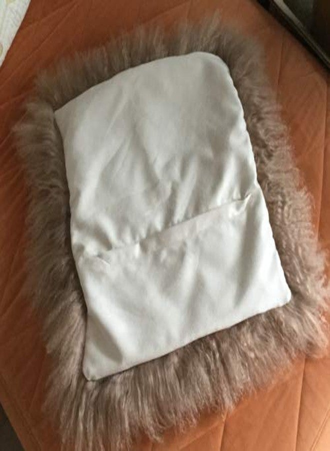 Seek4comfortable Mongolian Tibetan Lamb Fur Throw Pillow Cushion Cover Pillowcase，Khaki (16"x16") - Image 3