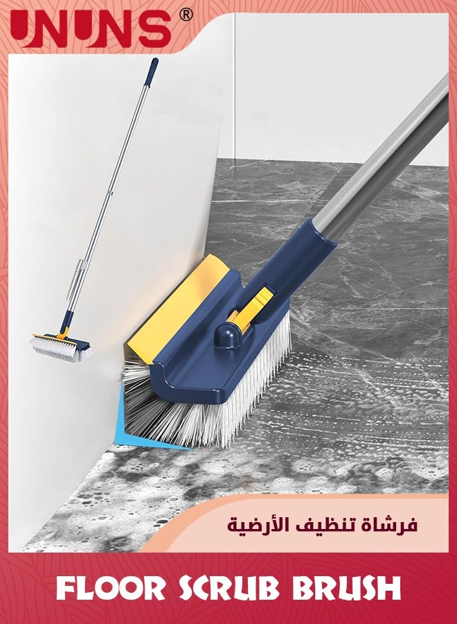 UNUNS 4 in 1 Floor Brush Scrubber,180°Grout Brush 2 Poles 43'',Multi-Functional Stiff Bristle Cleaning Scrub Brush With Squeegee Rotating Tile Brush For Cleaning Bathroom Glass  - Image 1
