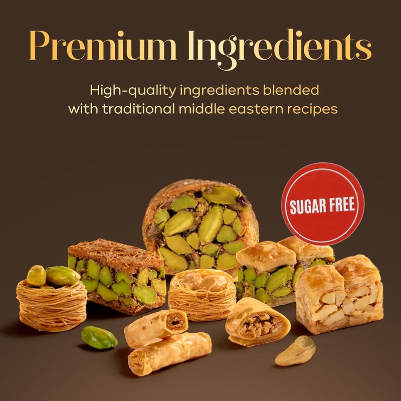 Abu Al Jedi 350g Sugar Free Mixed Baklava - Premium Arabic Sweets Gift Box for Eid, Diwali, and Special Occasions – Middle Eastern Dessert – Traditional Baklawa - view 3