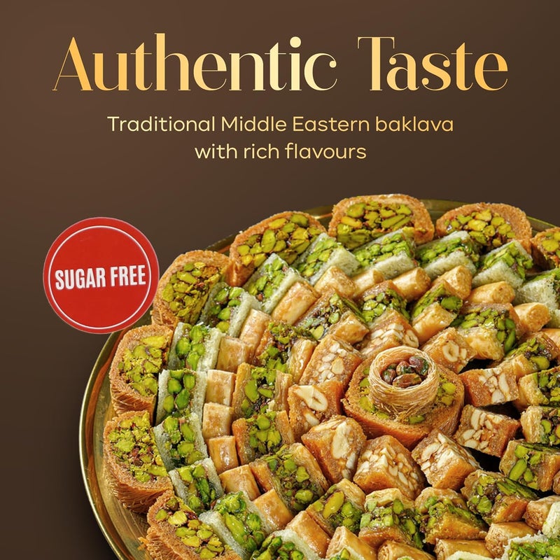 Abu Al Jedi 350g Sugar Free Mixed Baklava - Premium Arabic Sweets Gift Box for Eid, Diwali, and Special Occasions – Middle Eastern Dessert – Traditional Baklawa - view 4