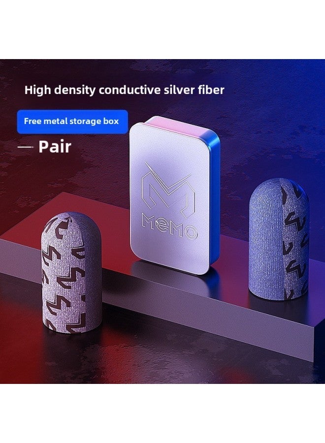 Explosions Hand-swimming Finger Cover Chicken Eating Artifact King E-sports Finger Cover Touch Screen Breathable Sweat-proof Game Finger Cover-Product Color:Rice Ink Storage Box Silver Fiber Finger Cot  - Image 1