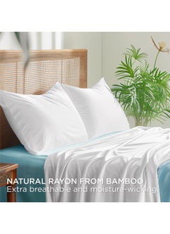 Bedsure White Pillow Cases Queen Size Set Of 2 Rayon Derived From Bamboo Cooling Pillowcase Silky Soft And Breathable Pillow Cover With Envelope Closure For Kids Gifts For Men Or Women 20X30 Inches  - Image 2