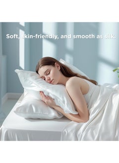 Bedsure White Pillow Cases Queen Size Set Of 2 Rayon Derived From Bamboo Cooling Pillowcase Silky Soft And Breathable Pillow Cover With Envelope Closure For Kids Gifts For Men Or Women 20X30 Inches  - Image 3
