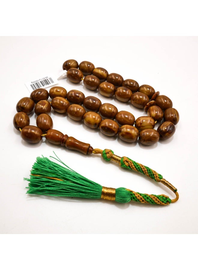Premium German Antique Musk Rosary 33 Beads 14x11.5mm Oval Brown Prayer Beads 49g Tasbih - Image 1