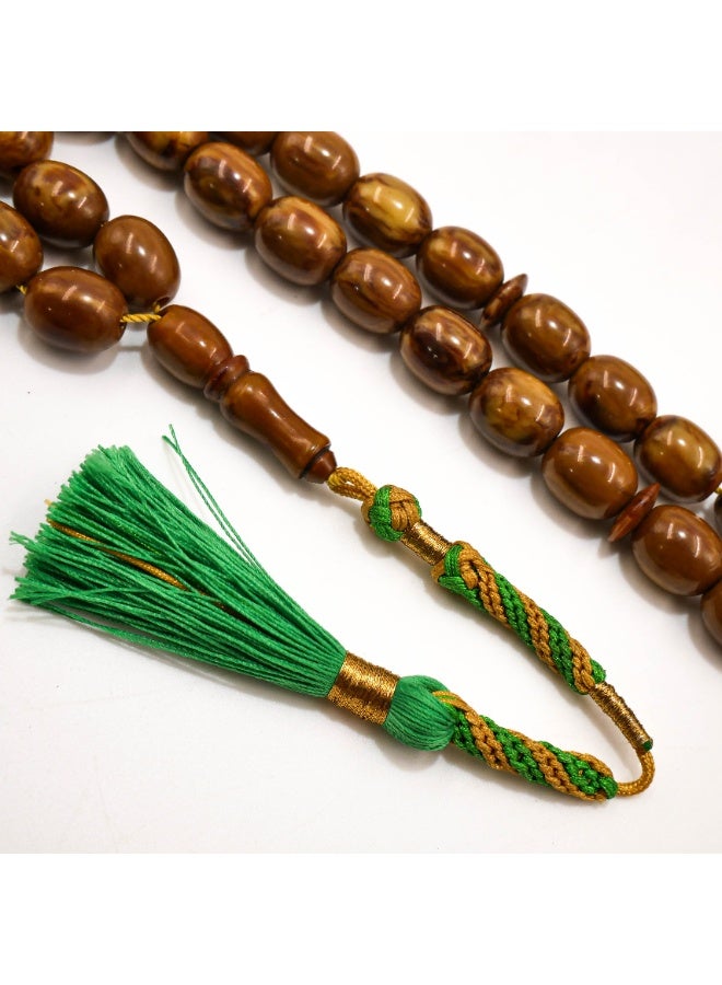 Premium German Antique Musk Rosary 33 Beads 14x11.5mm Oval Brown Prayer Beads 49g Tasbih - Image 2